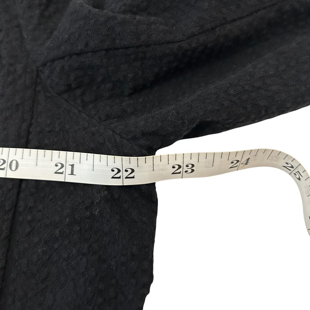Eileen Fisher Black Organic Cotton Ripple Blazer Open Front Jacket M - Picture 10 of 12
